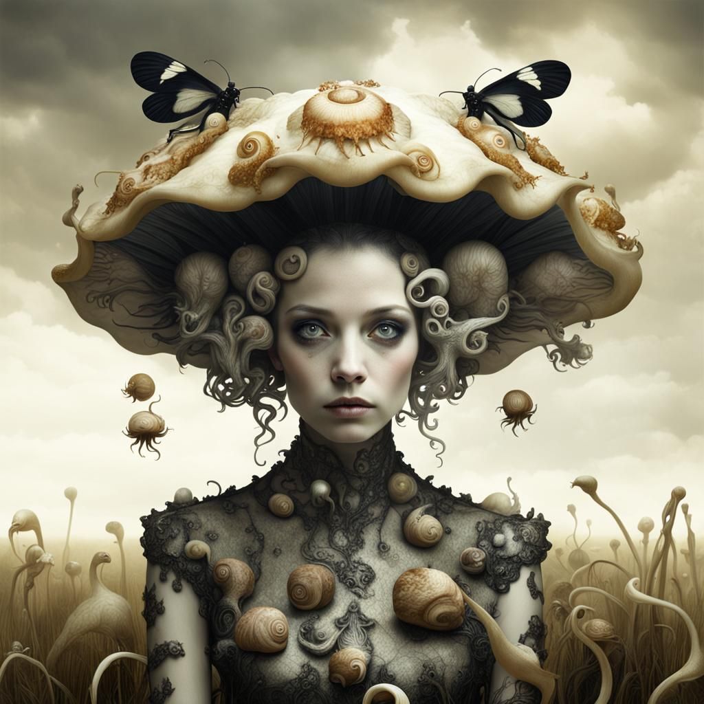 Octopus Fairy with Snails in 3D Render