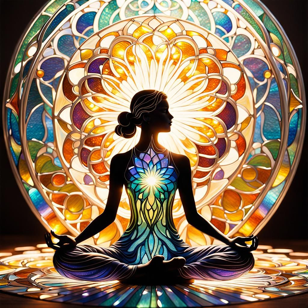 Art Nouveau Yoga Figure in Optical Chroma