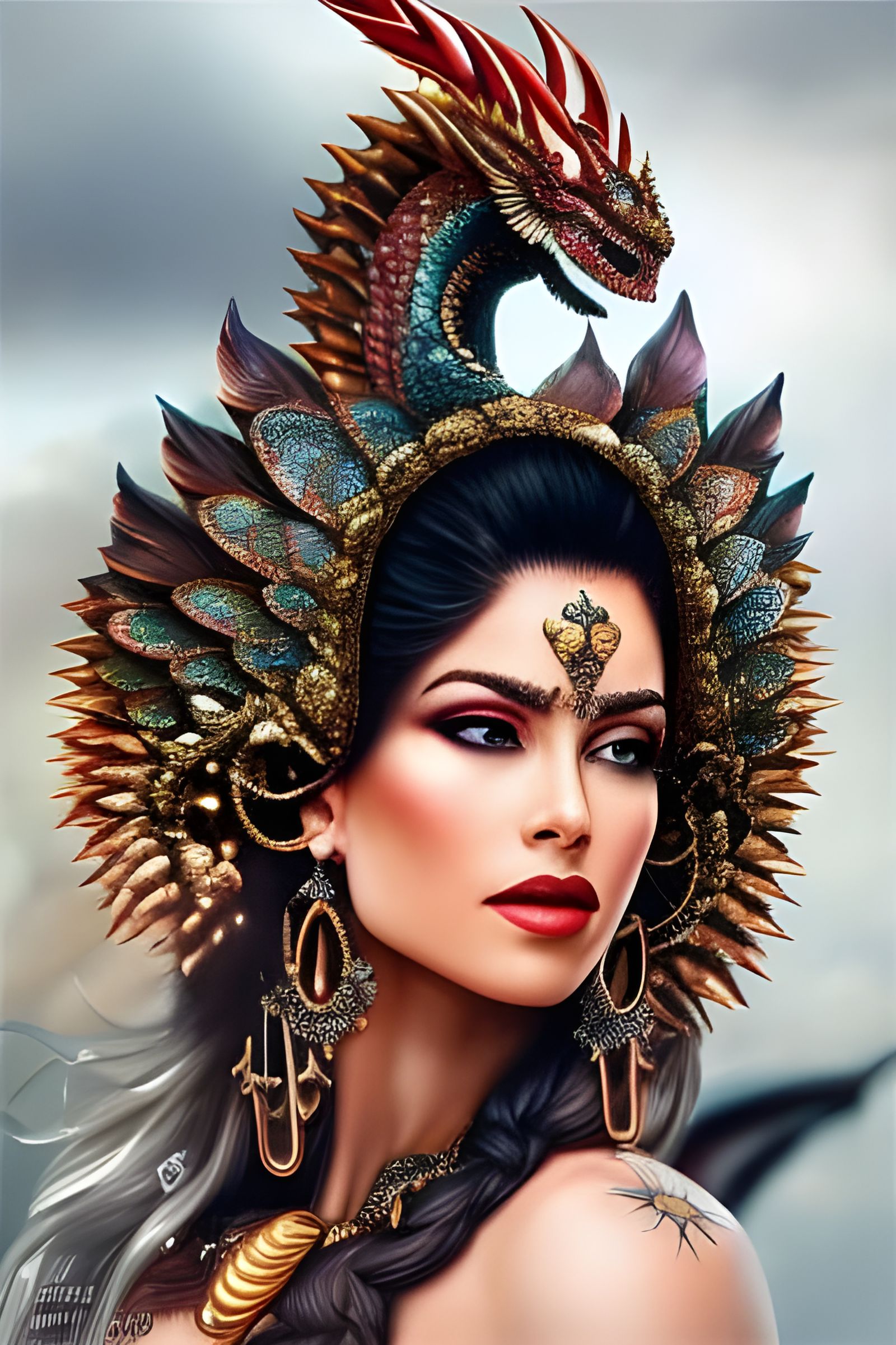 Beautiful Dragon Goddess Portrait in Hyperrealism