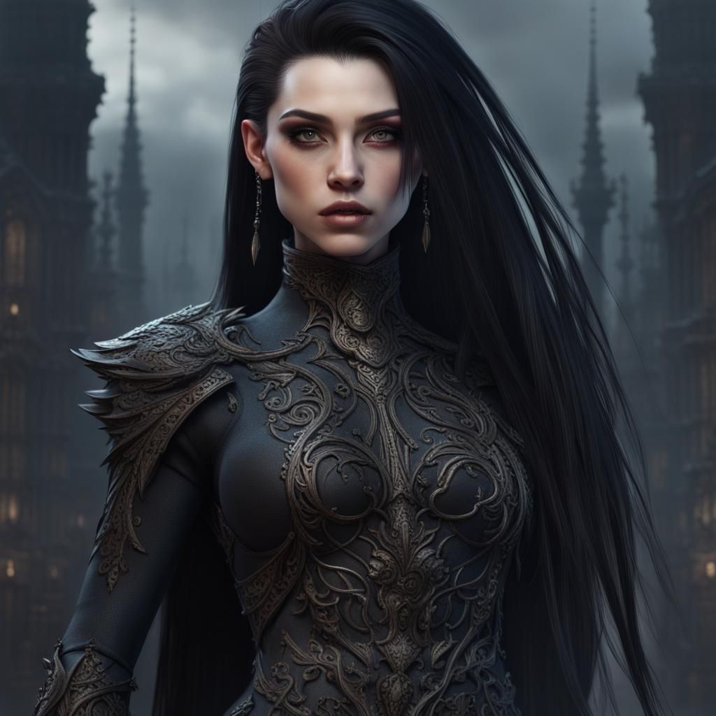 Gothic Non-Binary Human in Detailed Matte Painting