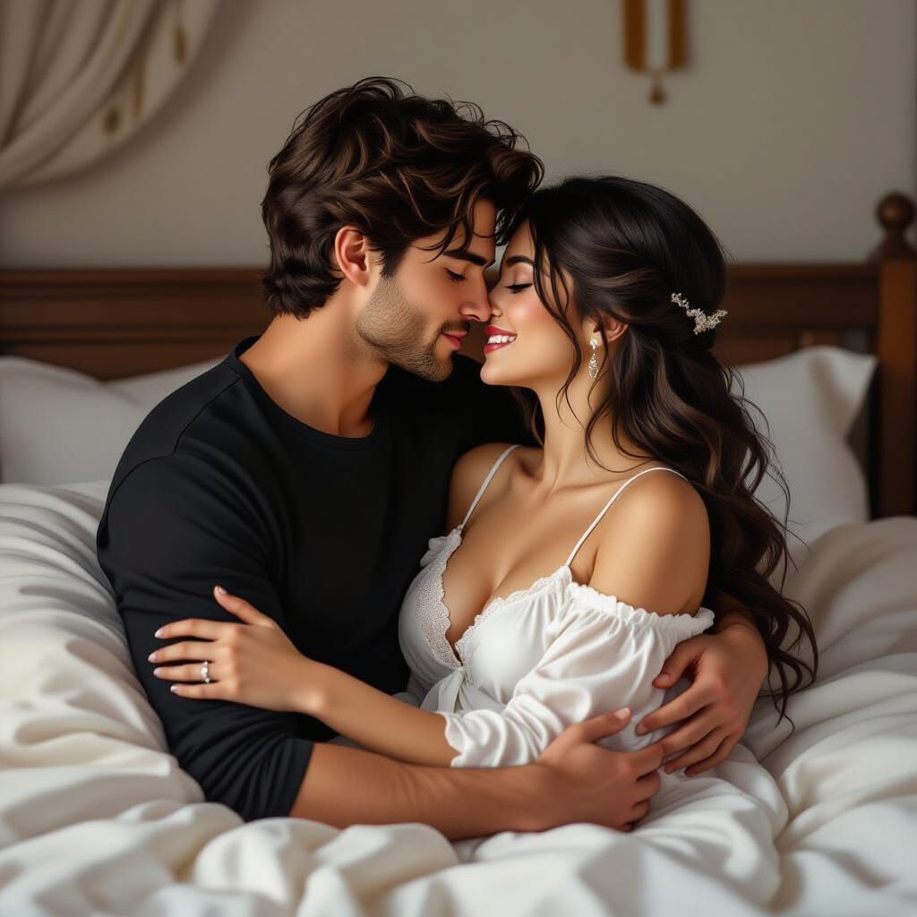 Romantic Kiss: Intricate Portrait in Dynamic Lighting