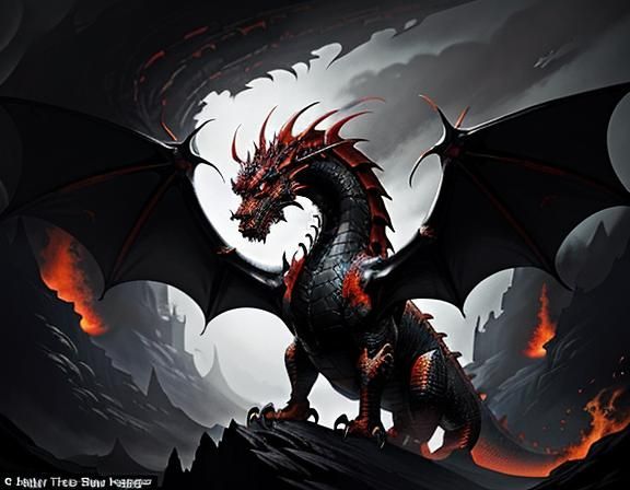 Fiery Dragon in Dynamic Fantasy Art Style