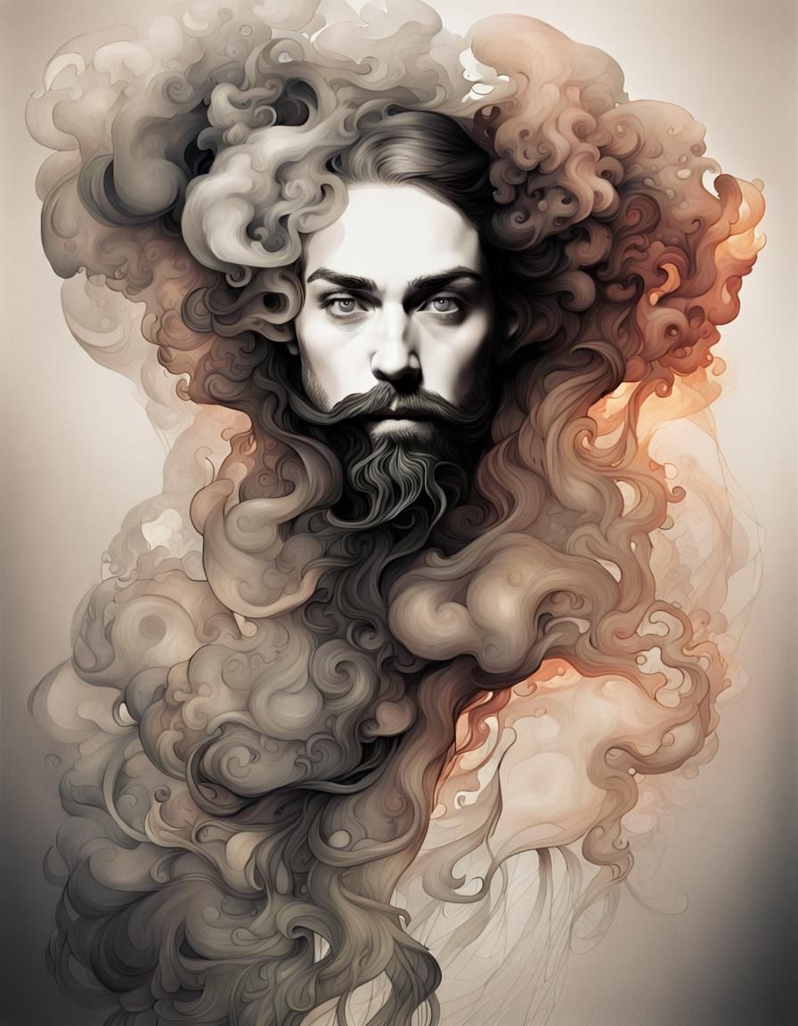 Smoldering Androgynous Bride in Chiaroscuro Ink Illustration