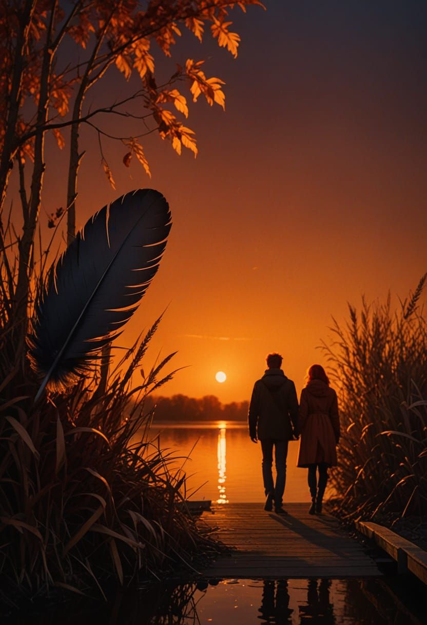 Romantic Autumn Evening Oil Painting