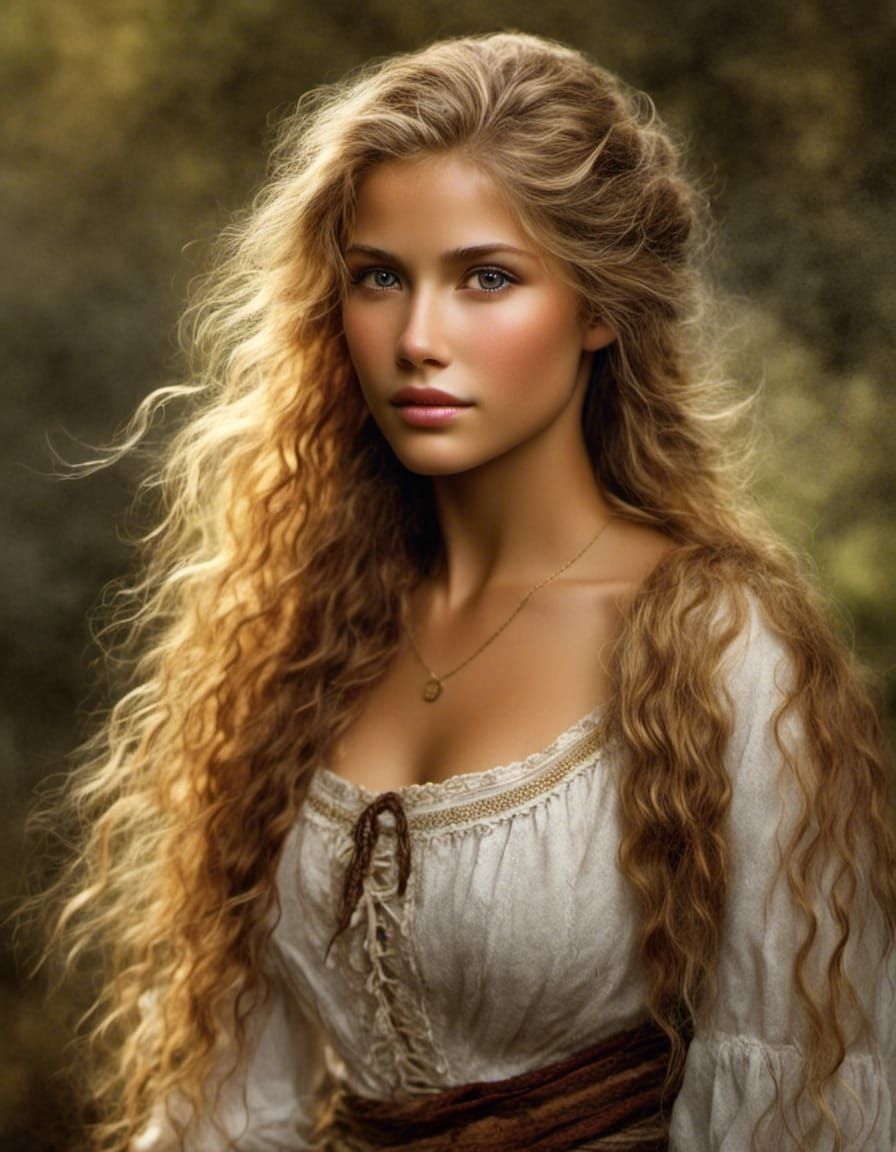 Detailed Portrait of Scandinavian Woman in Realism Style