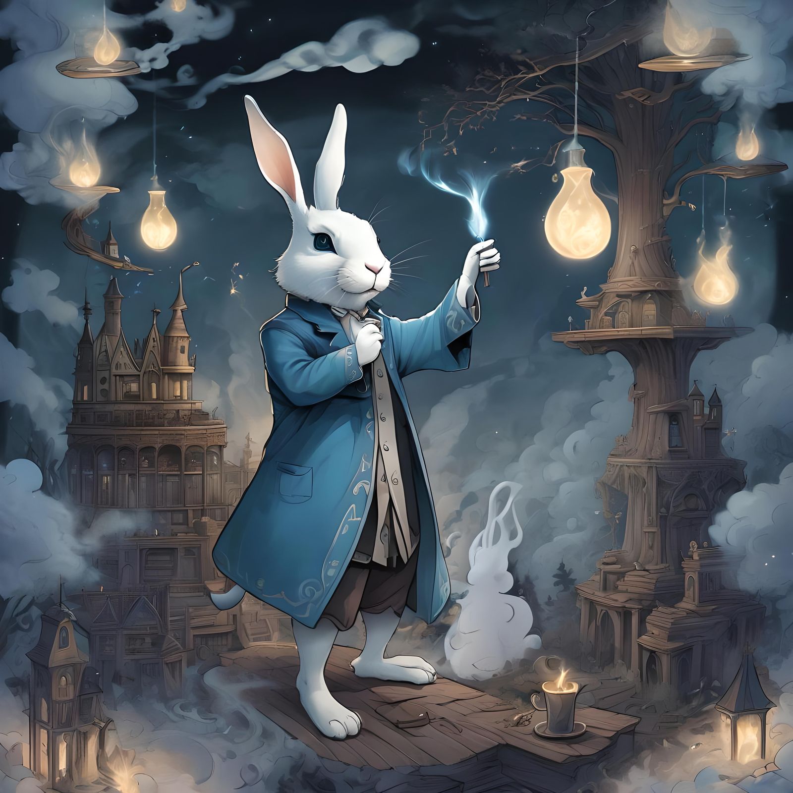 The Magician turns himself into a rabbit