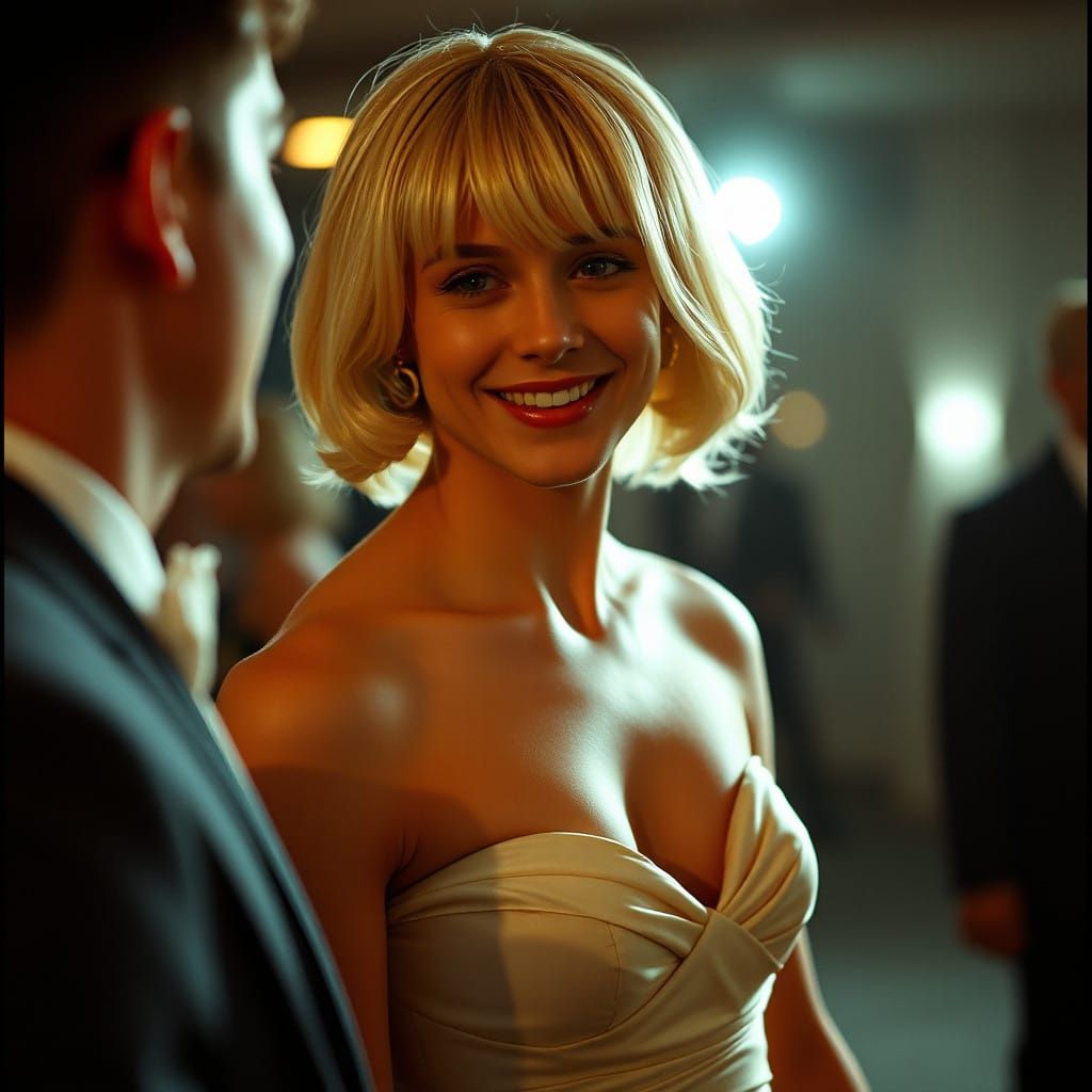 Elegant Young Man in Prom Dress with Suited Girlfriend