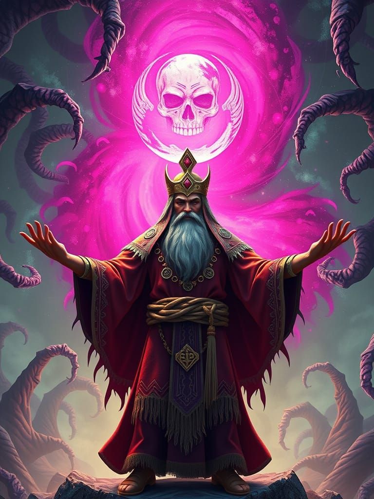 Celtic Shaman Conjures Cosmic Horror in 3D Style