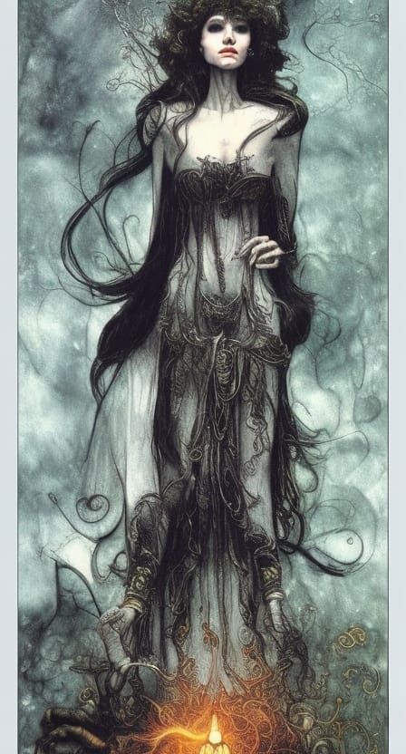 The Magician Tarot Card: Gothic Watercolor Portrait