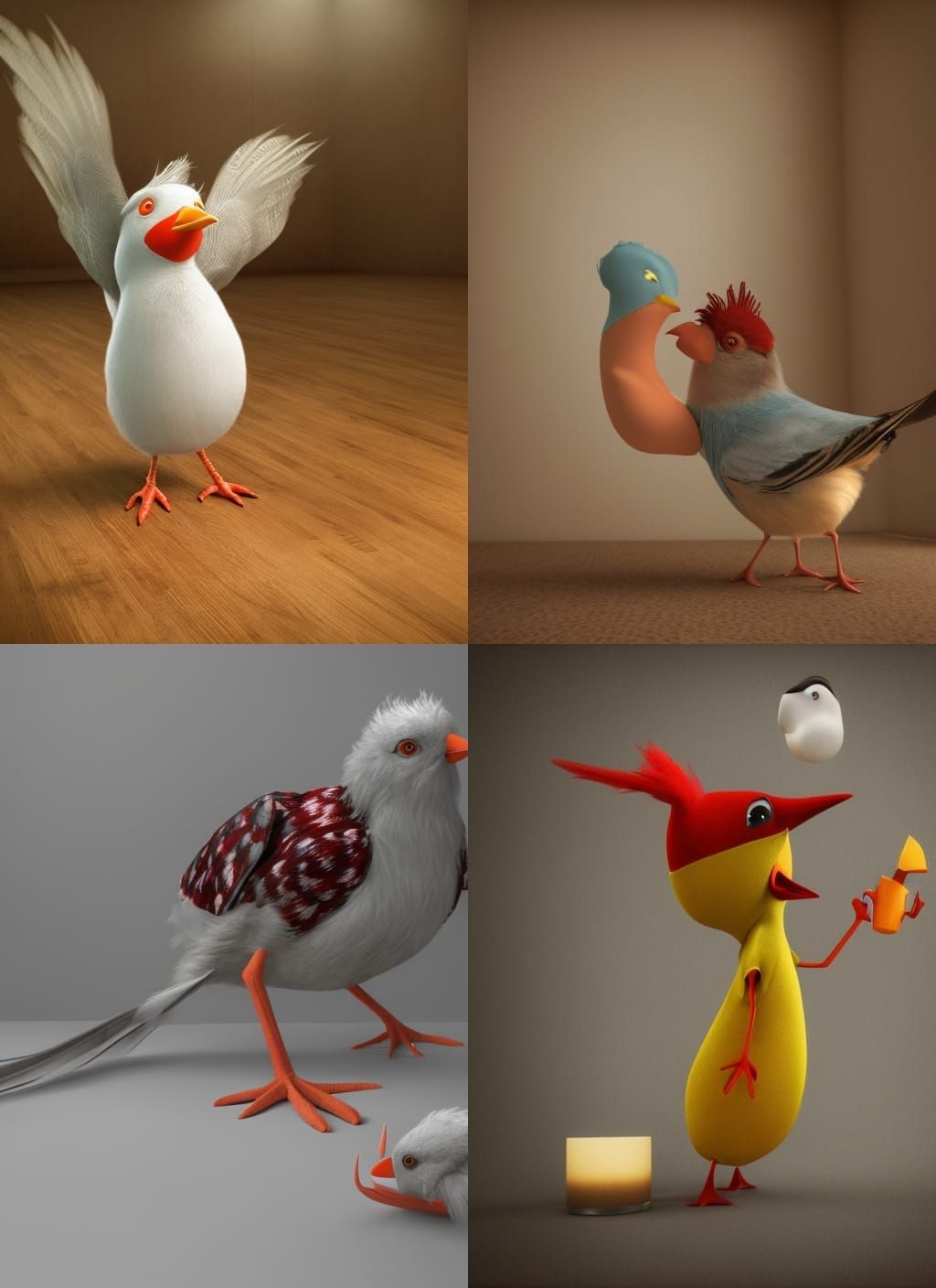 Funny Bird Wearing Pajamas in Photorealistic Style