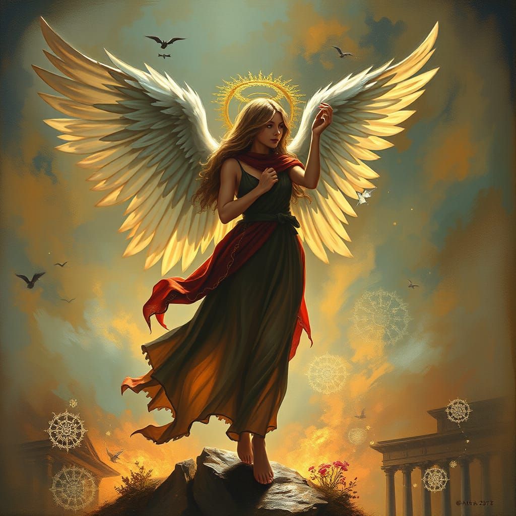 Ethereal Angel Beckoning in Dreamy Light