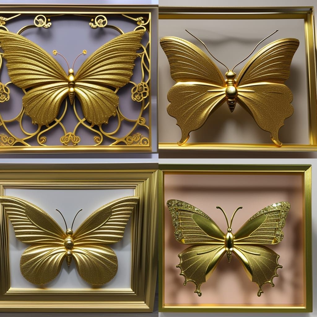 Golden Butterfly in Art Deco Baroque Style