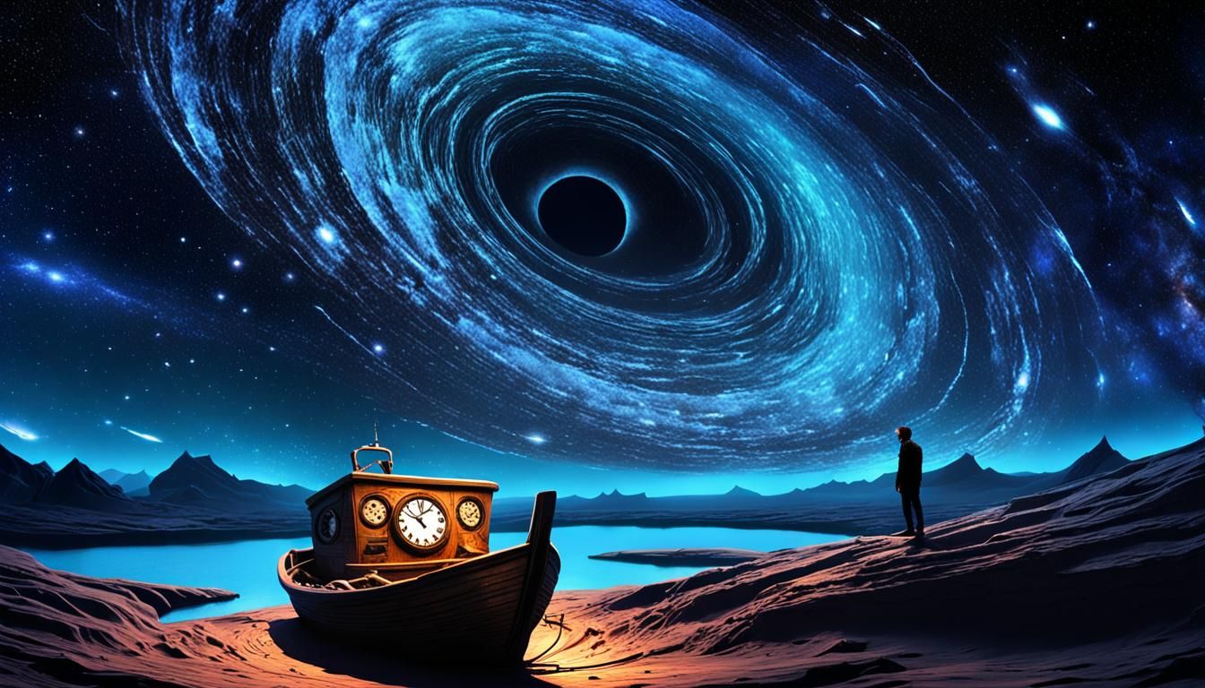 Surreal Time Traveler Navigates Black Hole in Space