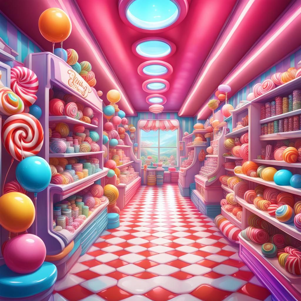 Colorful Candy Art Liminal Space Illustration