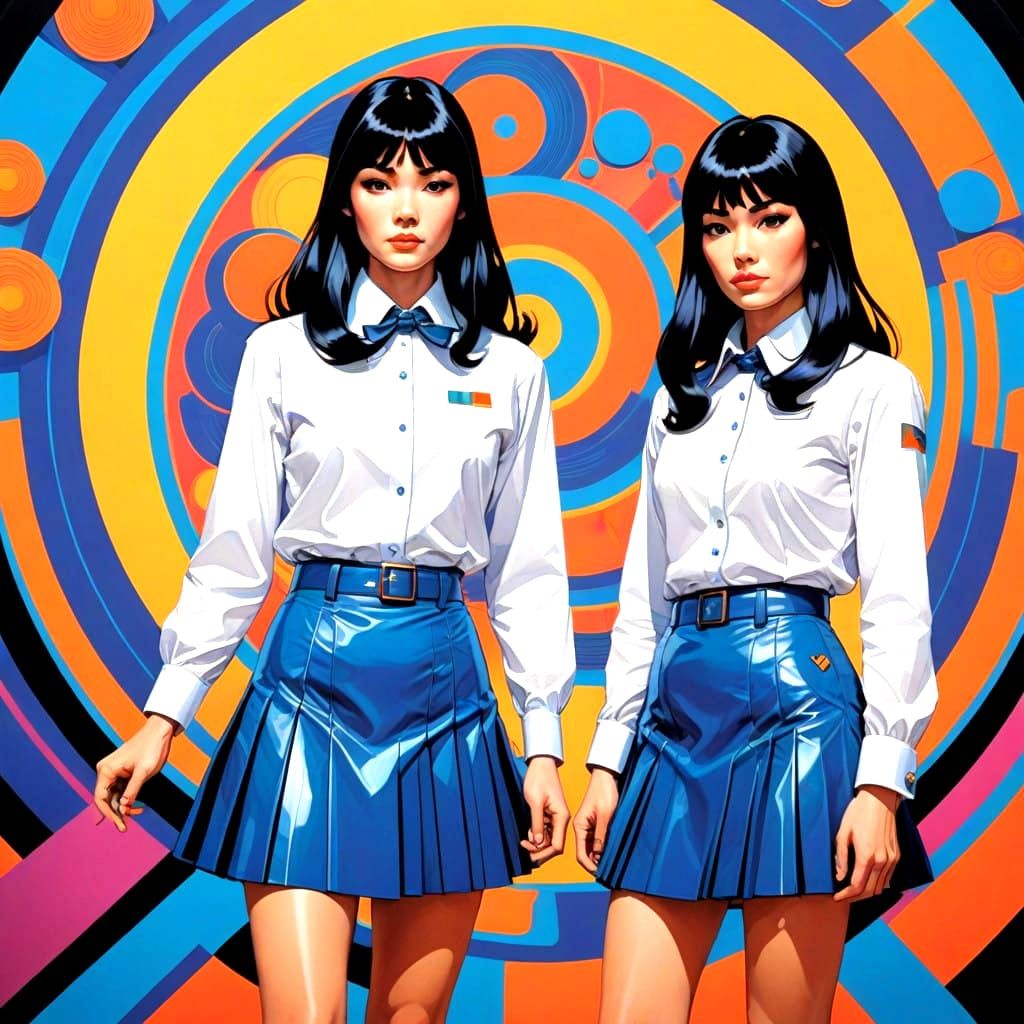 Austin Powers' Japanese Twins in 60s Mod Style