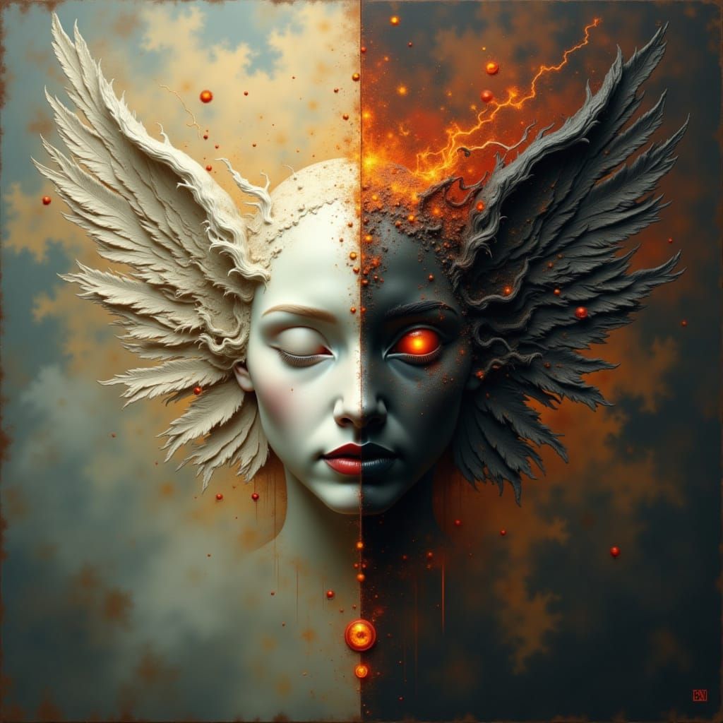 Angelic Split Portrait: Heaven and Hell