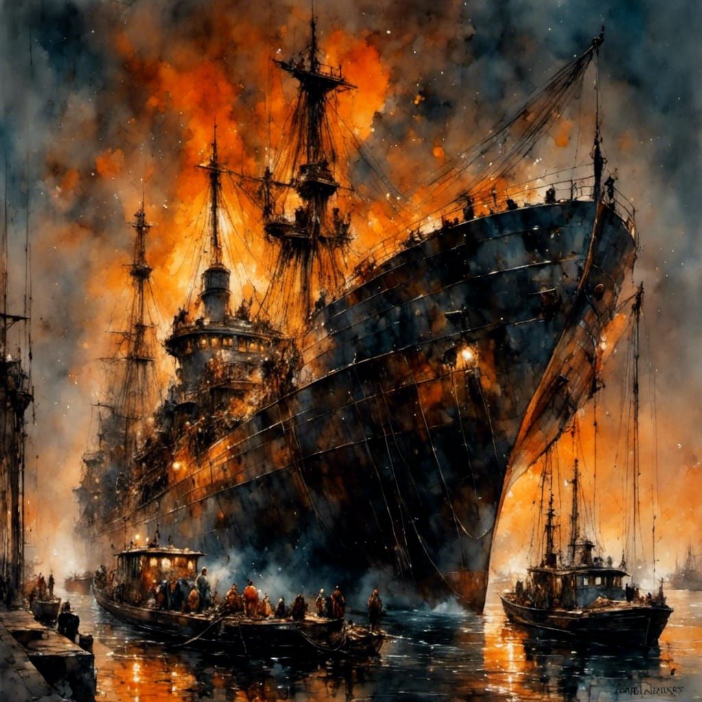 Ship in fire