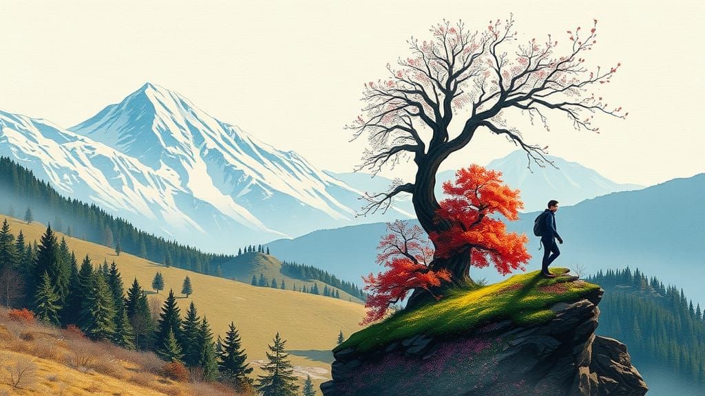 Seasonal Love: Double Exposure Manhwa Portrait