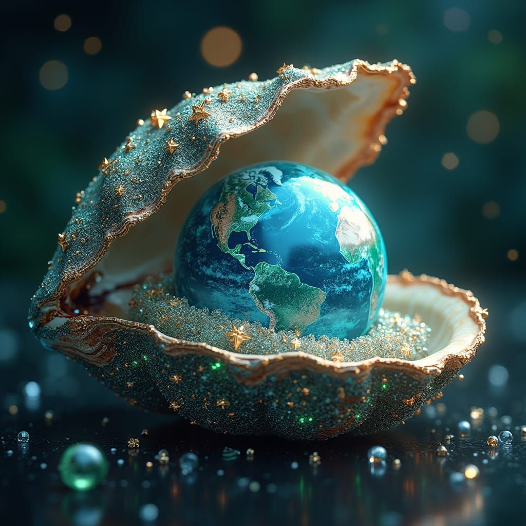 Jeweled Oyster Reveals Earth: Cosmic Futurism