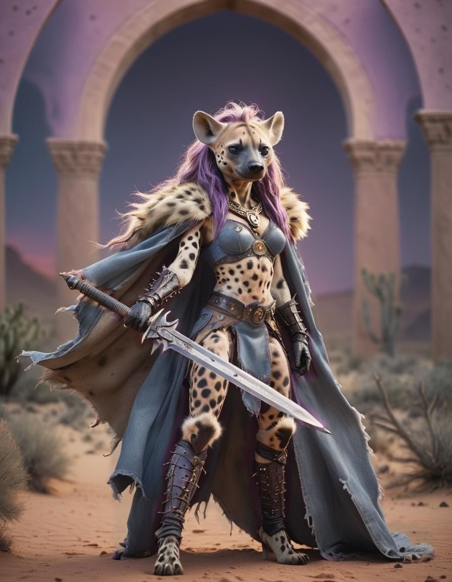 Furry She-Hyena as She-Ra in Denim