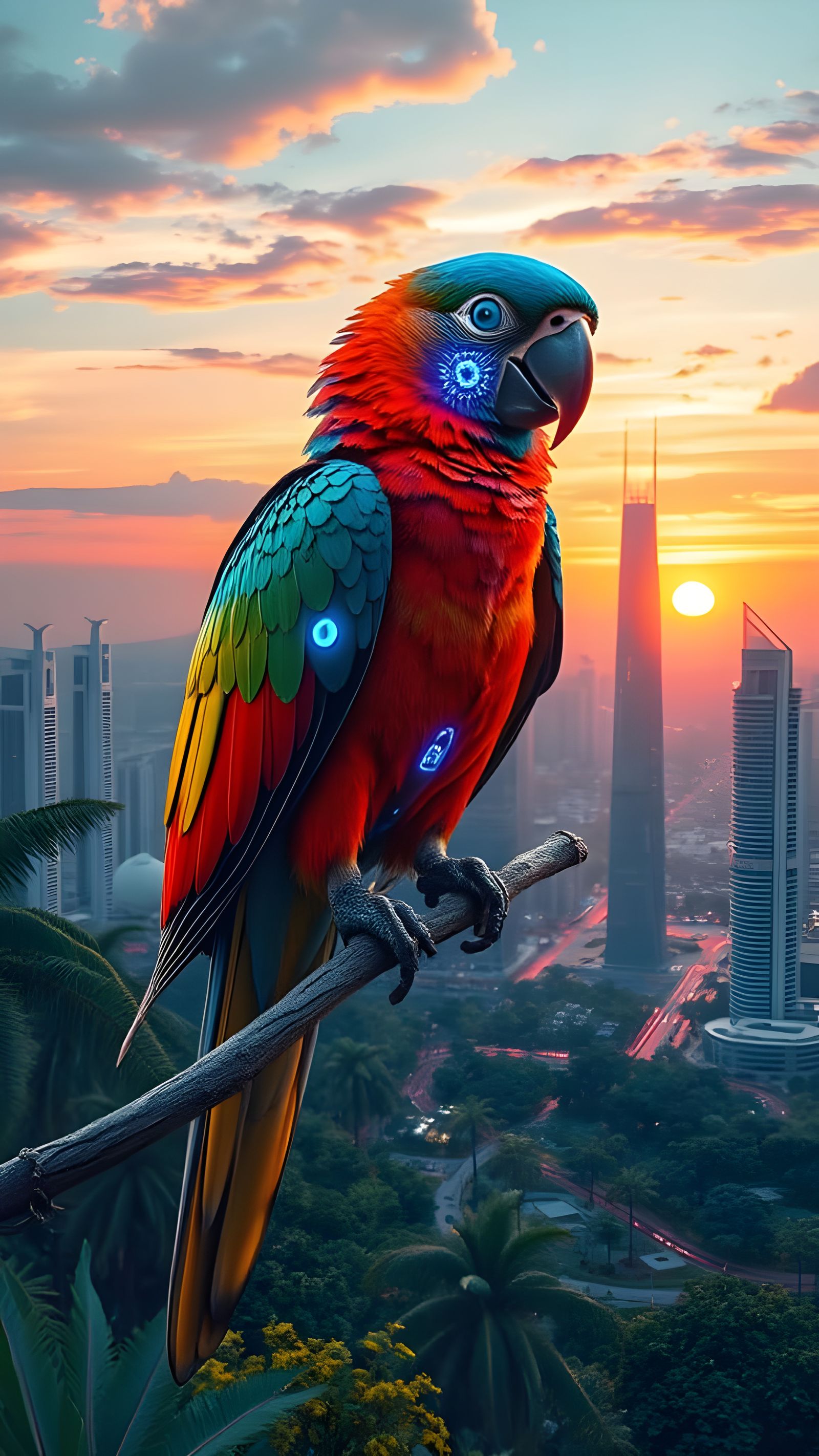 Nature Meets Cybernetic Evolution in Futuristic Parrot