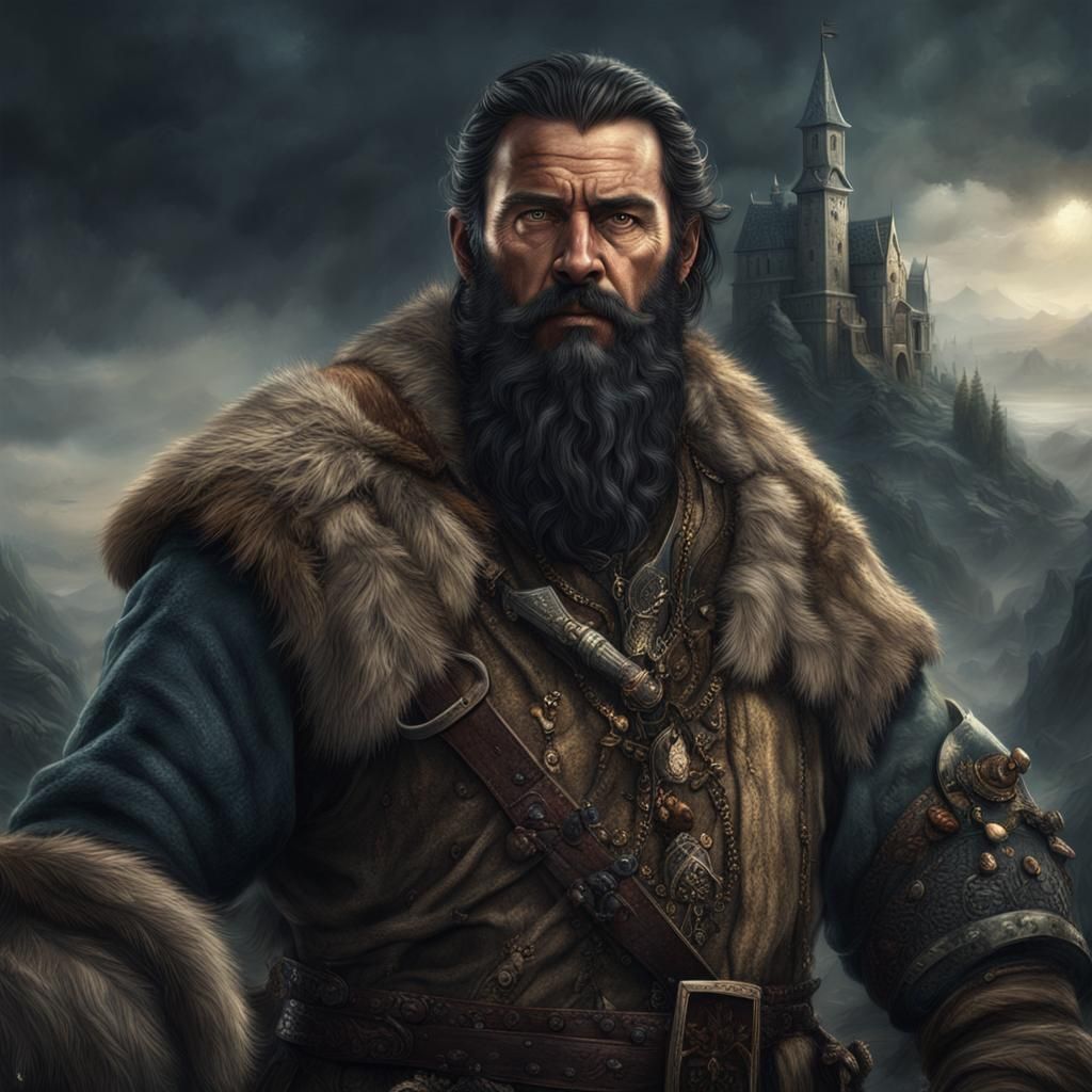 Dark Fantasy Barbarian with Black Beard