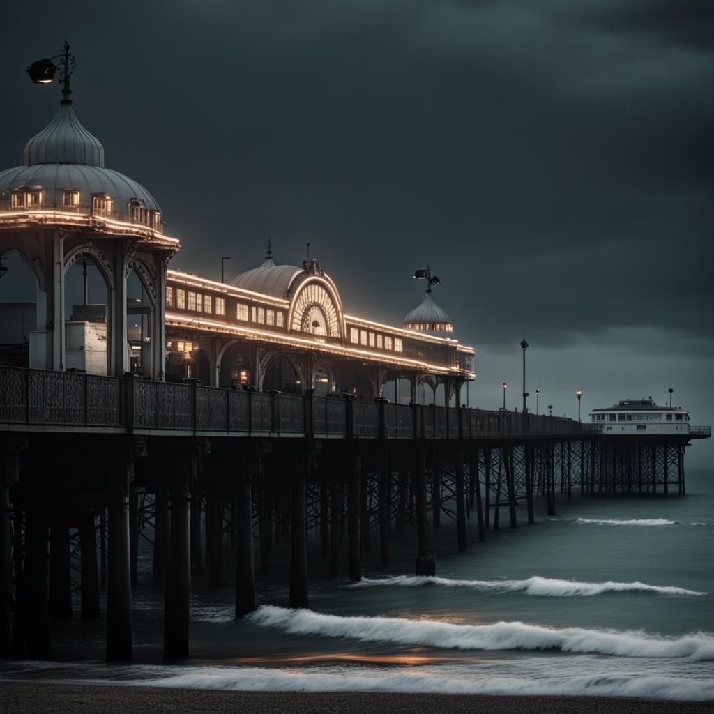 Brighton Pier in Dark Dystopian Style
