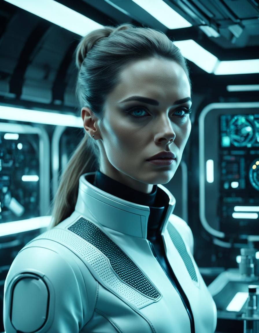 Futuristic Woman in Spaceship Lab, The Expanse, 4K