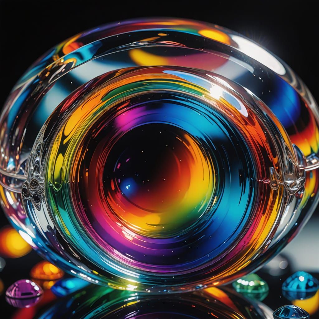 Surreal Glass Objects Casting Rainbow Shadows