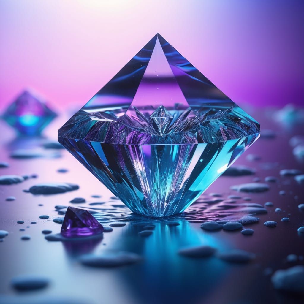 Surrealist Masterpiece: Dreamlike Diamond Sculpture in Motio...