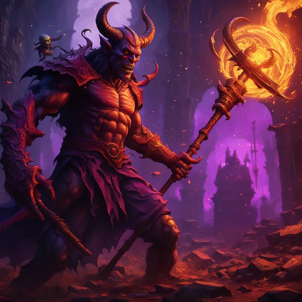 Hyperdetailed Devil Emerges From Hell: Dark Fantasy Art