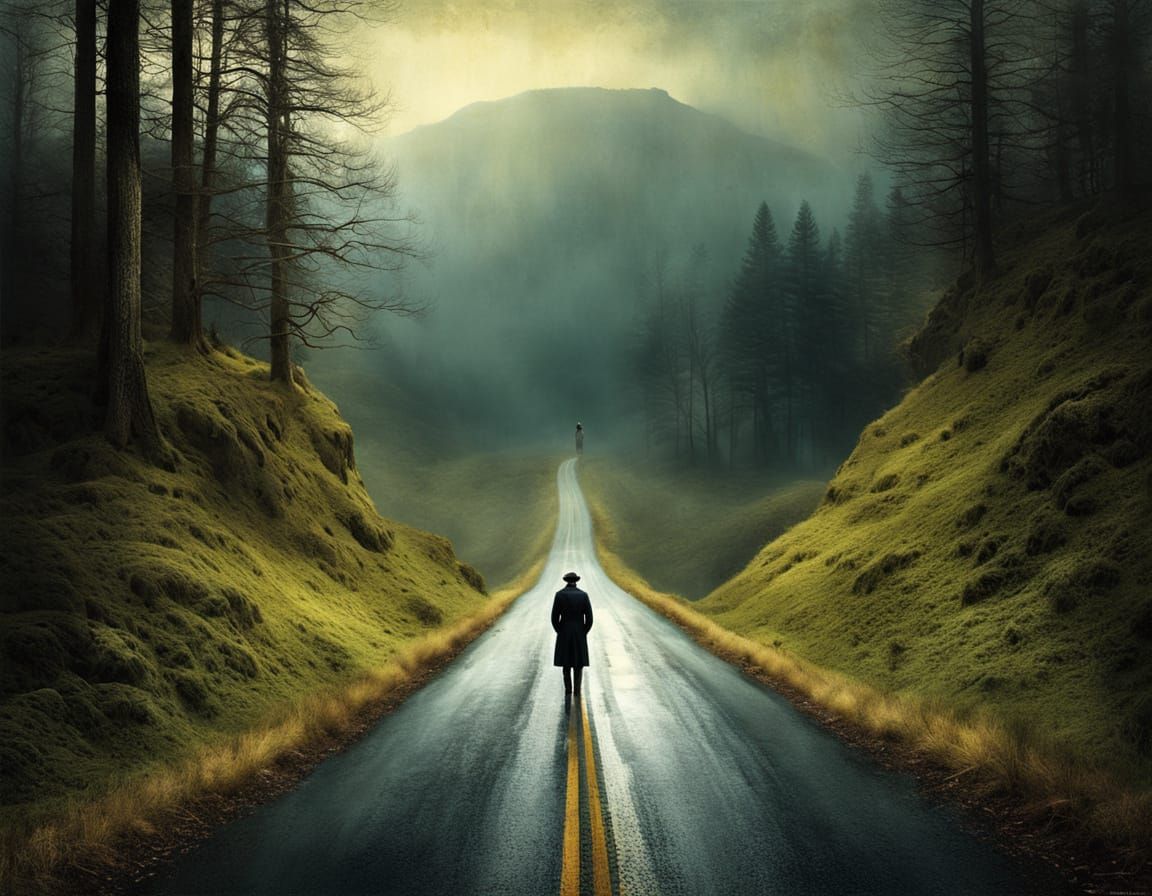 Colorful Landscape Painting of a Road