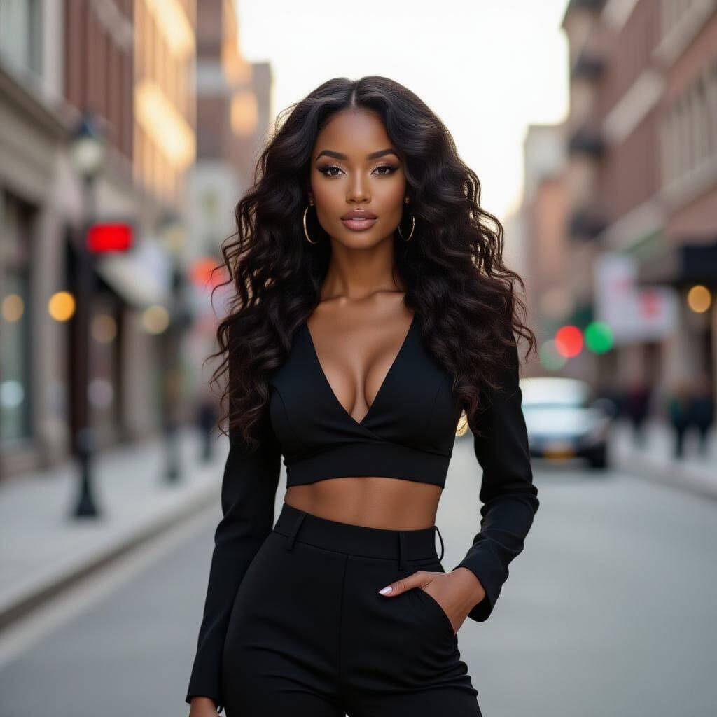 Monochrome Fashion Portrait of a Stylish Black Woman