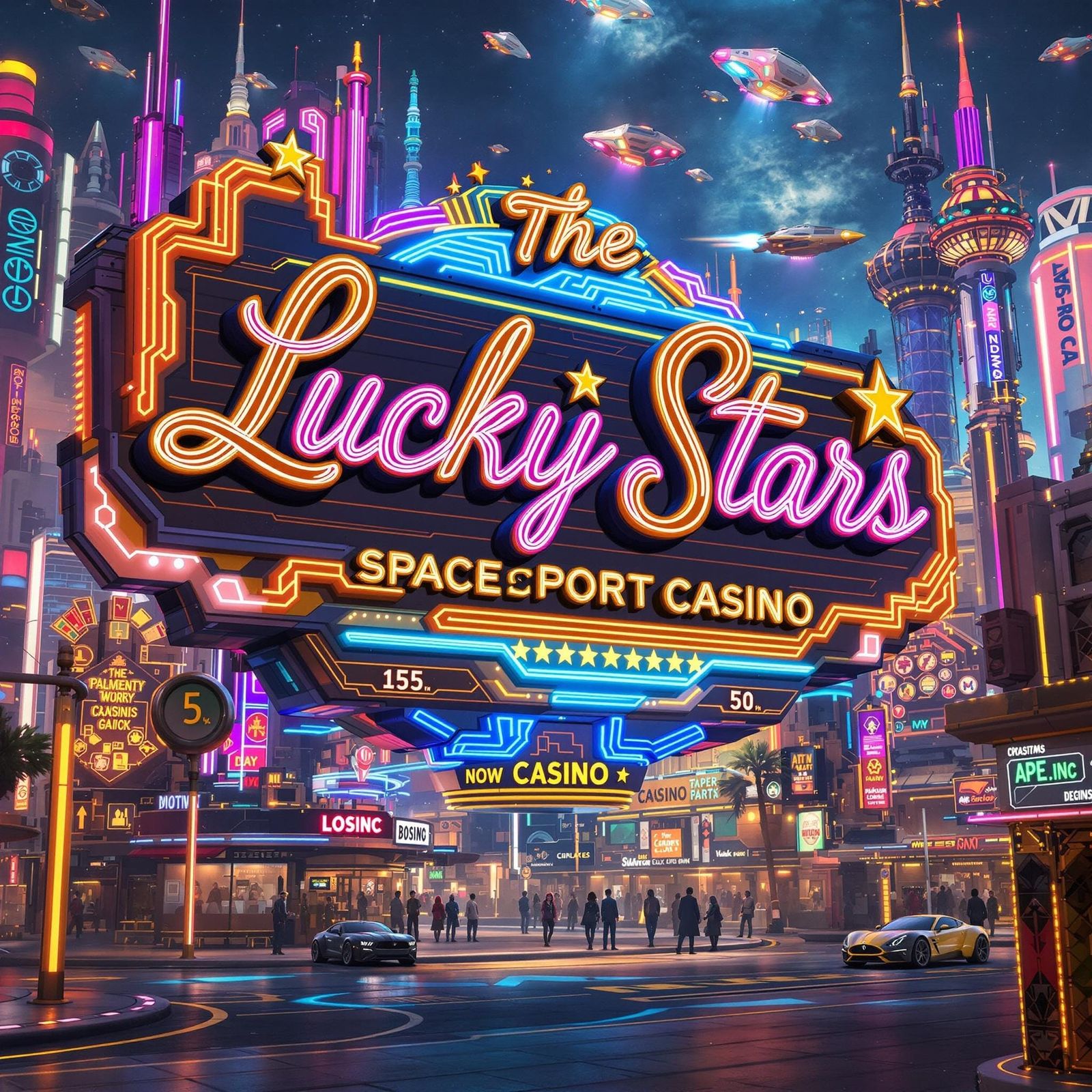 Futuristic Casino Sign in Neo-Noir Style