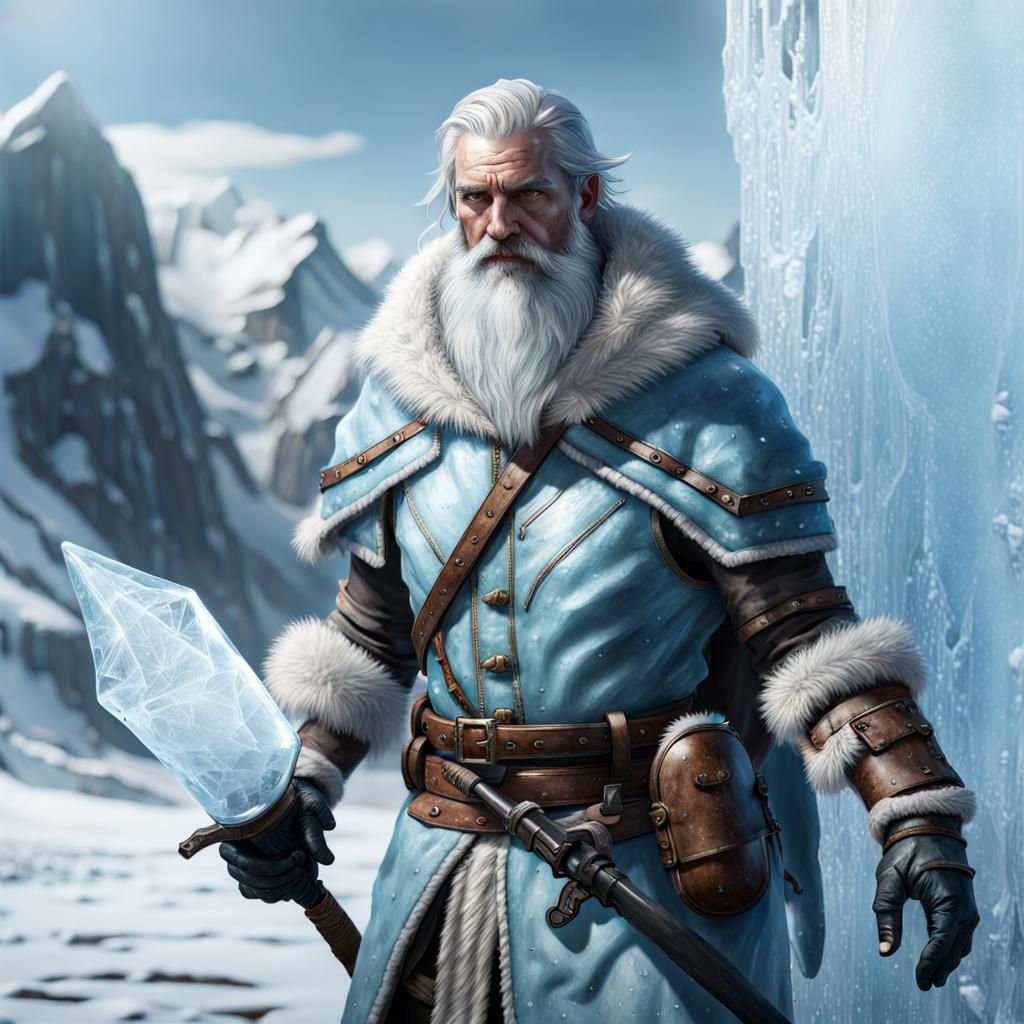 Hyperrealistic Ice Adventurer in 8k