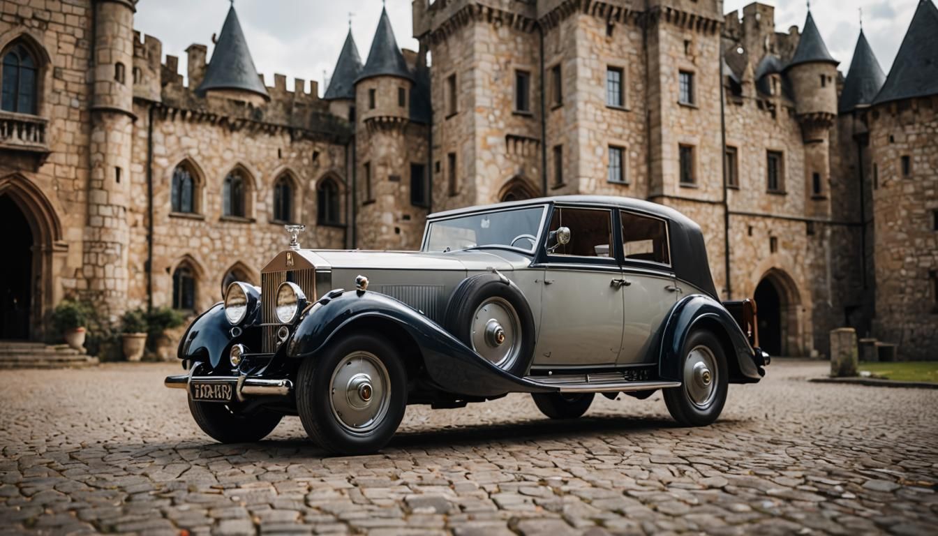 Antique Rolls Royce at Medieval Castle Photo