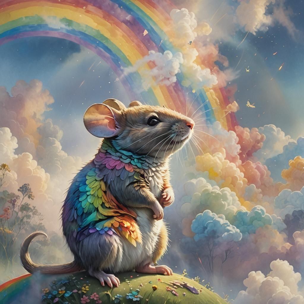 Rainbow Mouse in Surreal Potteresque Landscape
