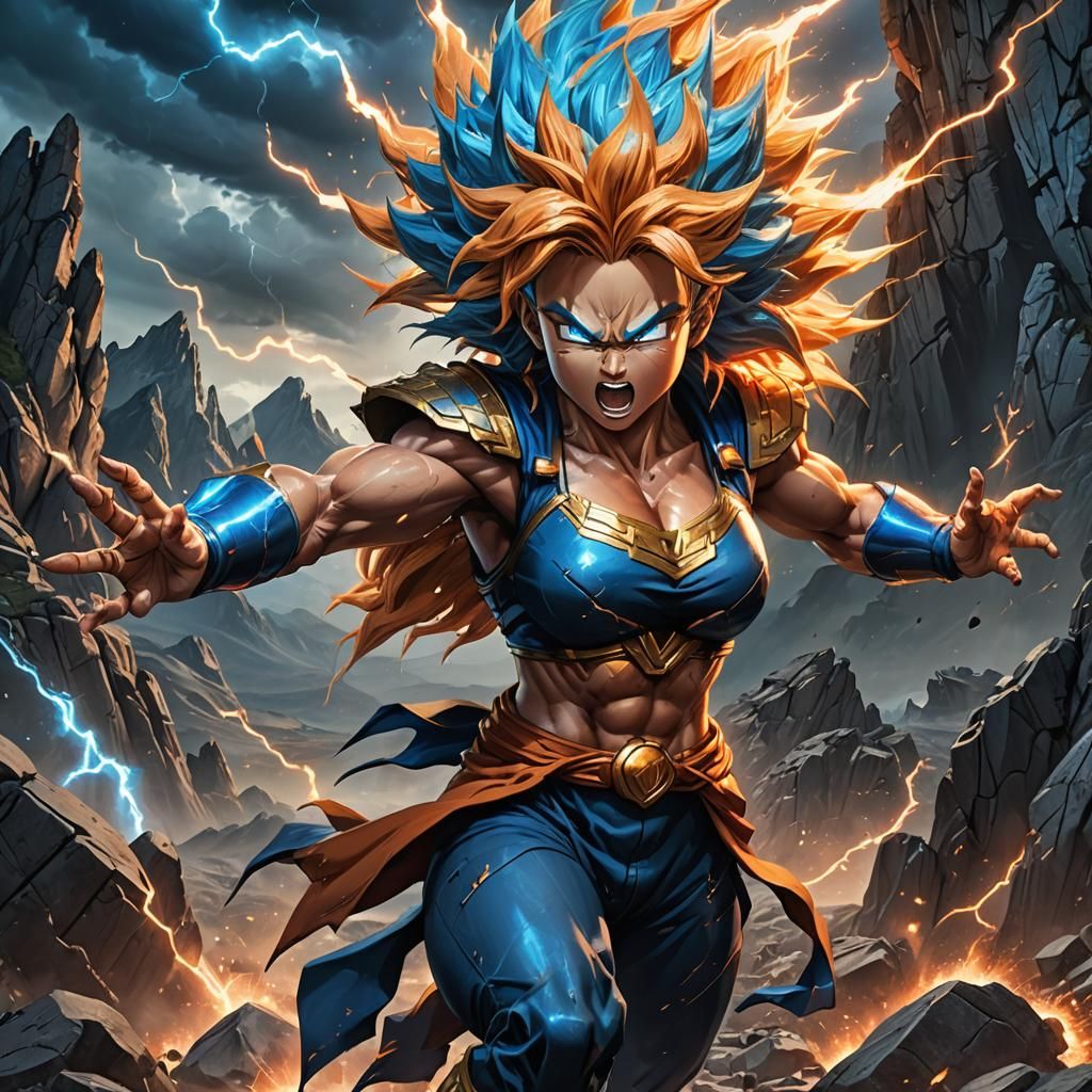 Dynamic Female Super Saiyan Energy Blast