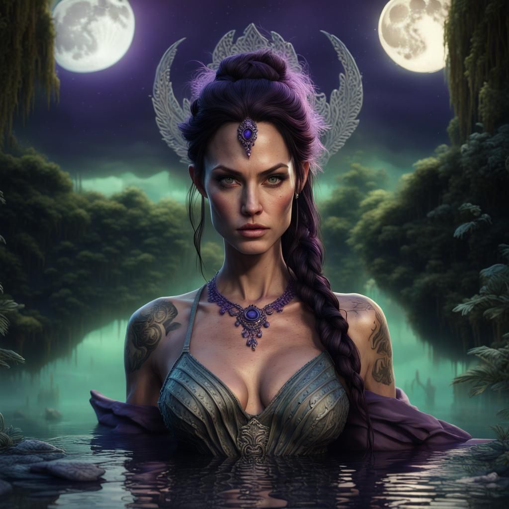 Moonlit Siren in Lavender Gown: Fantasy Concept Art