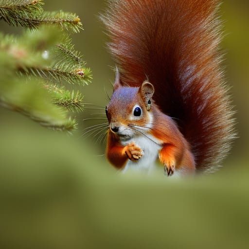 Red Squirrel Aerial Photo in Scottish Highlands