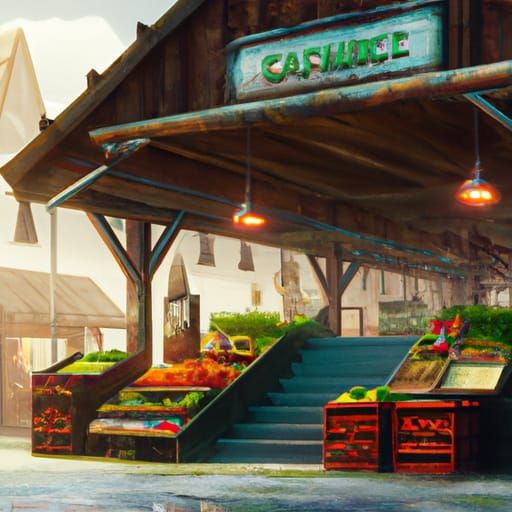 Detailed Grocery Store and Market Concept Art