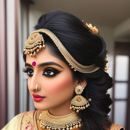 Beautiful Indian girl with brown eyes and black hair