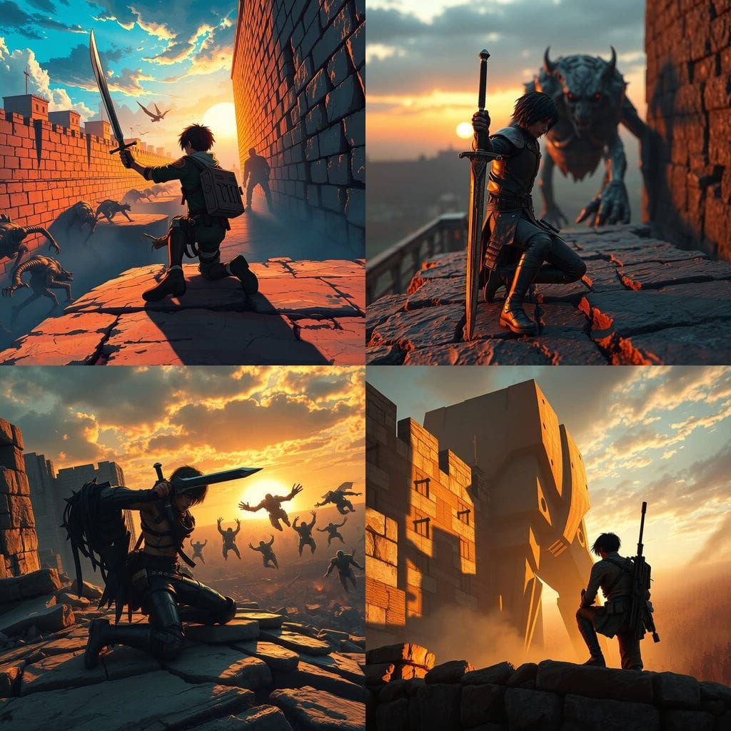 Epic Fantasy Warrior on Bloody Battlefield