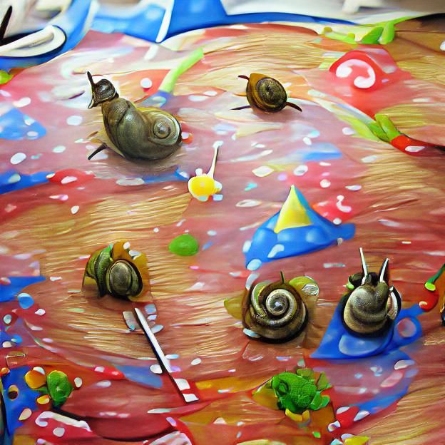 Snail Birthday Party Detailed Painting