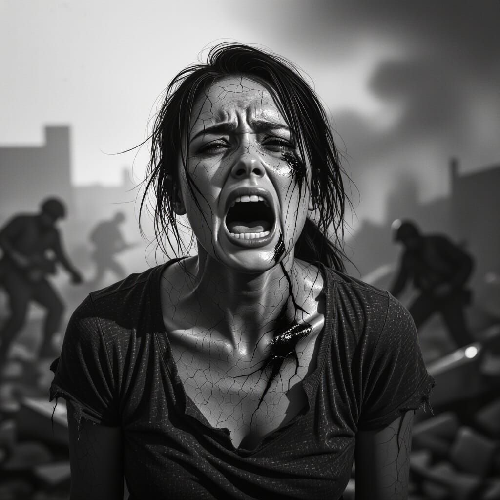 Distorted Anguish: A Photorealistic War Scene