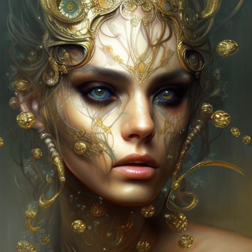 Ornate Eldritch Woman in Hyperrealistic Portrait
