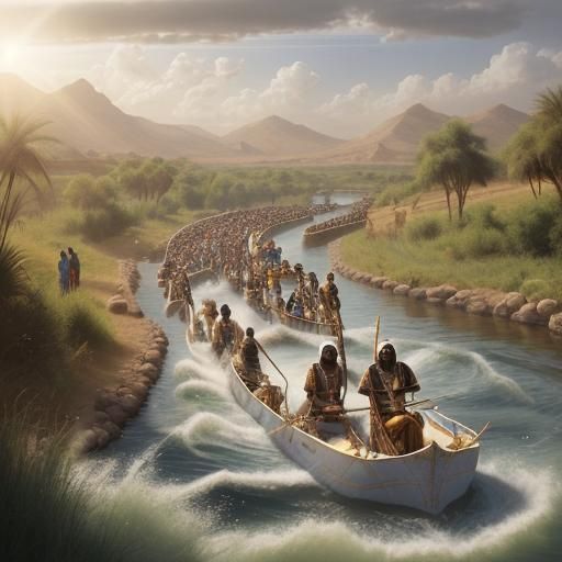 Black Tribes of Israel Crossing Jordan River