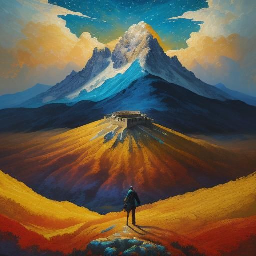 Majestic King Surrounded by Celestial Warriors: Gouache Mast...