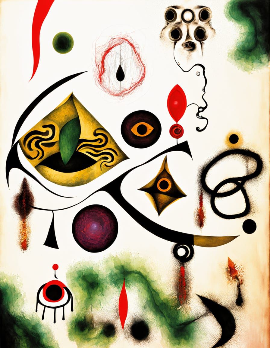 Avant-Garde Postmodernism Scene with Symbolic Archetypes