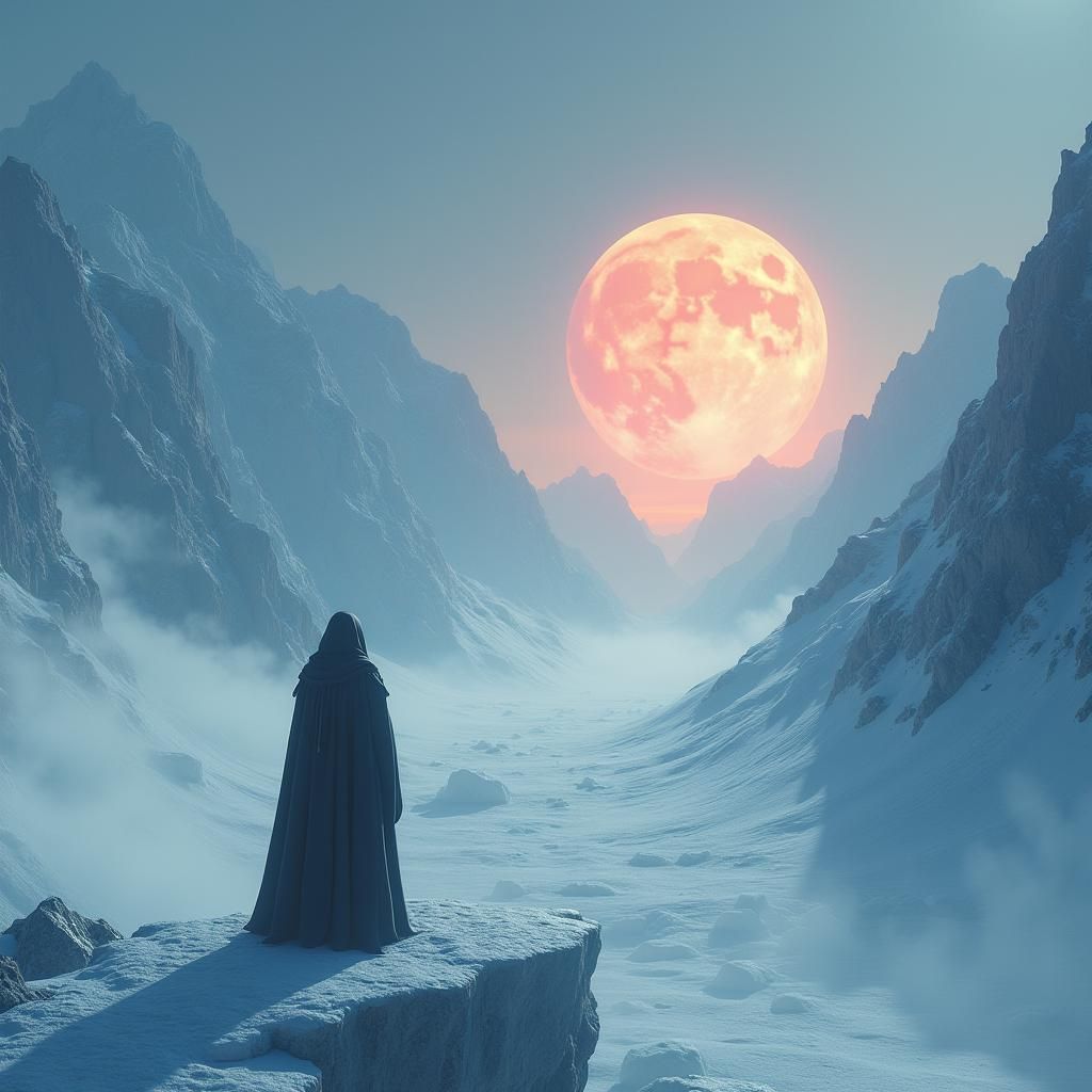 Icy Alien Planet Keyframe in Digital Photorealism